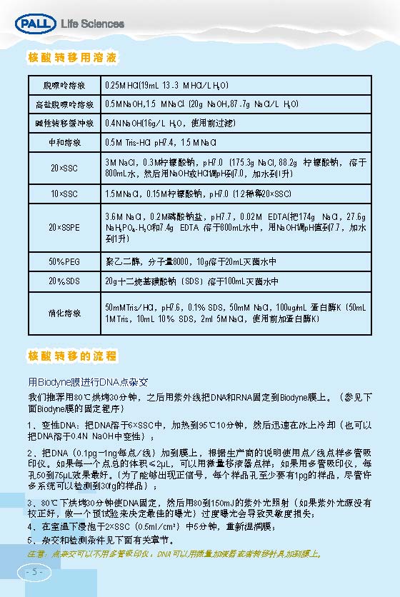 PALL PVDF转印膜 NC转印膜 北京一级代理商