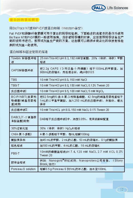 PALL PVDF转印膜 NC转印膜 北京一级代理商