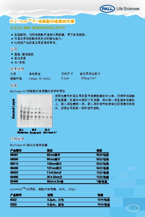 PALL PVDF转印膜 NC转印膜 北京一级代理商