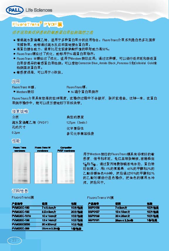 PALL PVDF转印膜 NC转印膜 北京一级代理商